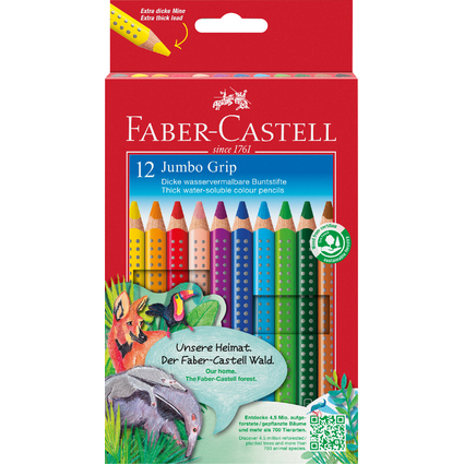 FABER-CASTELL Crayons de couleur JUMBO GRIP, tui de 12