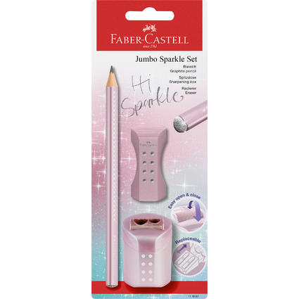 FABER-CASTELL Kit d'criture Jumbo GRIP SPARKLE, assorti