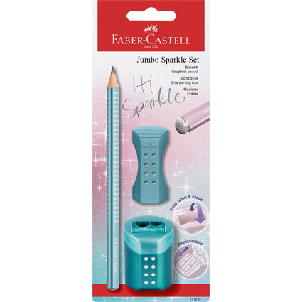 FABER-CASTELL Kit d'criture Jumbo GRIP SPARKLE, assorti