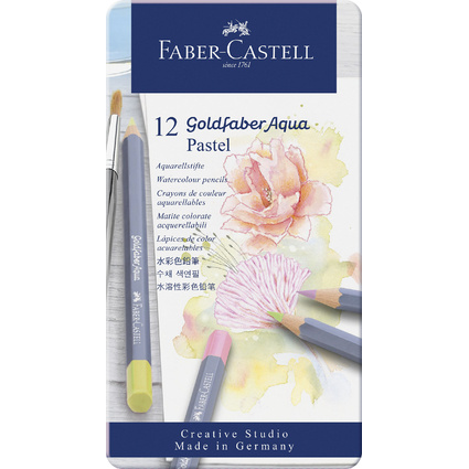 FABER-CASTELL Crayon GOLDFABER Aquarelle, bote mtal de 12