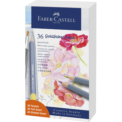 FABER-CASTELL Crayon GOLDFABER Aquarelle, bote mtal de 36