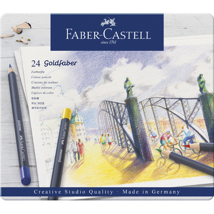 FABER-CASTELL Crayons de couleur GOLDFABER, tui en mtal