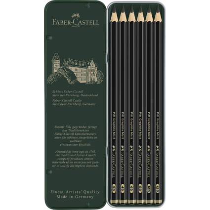 FABER-CASTELL Crayon graphite PITT GRAPHITE Matt, tui de 6