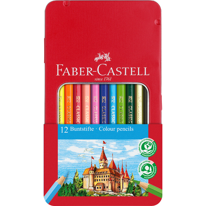 FABER-CASTELL Crayons de couleur CASTLE, tui mtal de 12