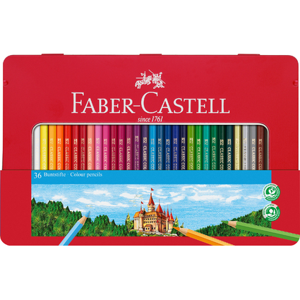 FABER-CASTELL Crayons de couleurs hexagonaux CASTLE, tui en