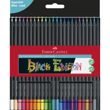 FABER-CASTELL Crayon de couleur Black Edition, tui de 24