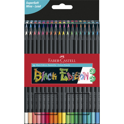 FABER-CASTELL Crayon de couleur Black Edition, tui de 36