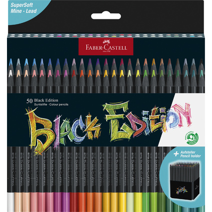 FABER-CASTELL Crayon de couleur Black Edition, tui de 50