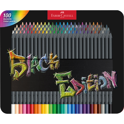 FABER-CASTELL Crayon de couleur Black Edition, tui de 100