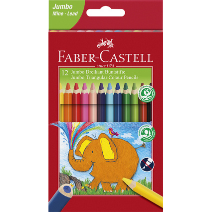 FABER-CASTELL Crayons de couleur triangulaire Jumbo, tui 12