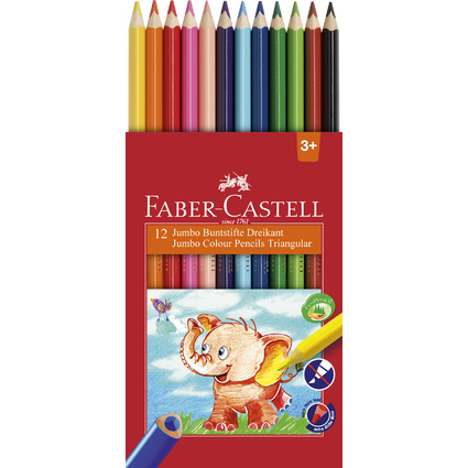 FABER-CASTELL Crayons de couleur triangulaire Jumbo, tui 12