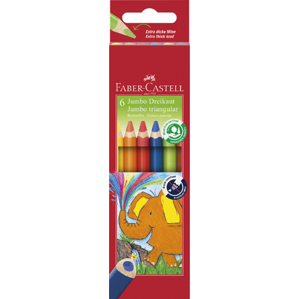 FABER-CASTELL Crayons de couleur triangulaire Jumbo, tui 6