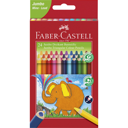 FABER-CASTELL Crayons de couleur triangulaire Jumbo, tui 24