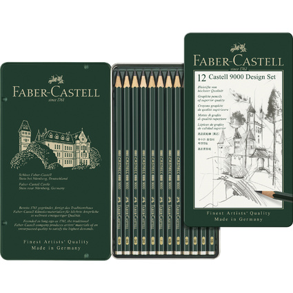 FABER-CASTELL Crayon CASTELL 9000 Design, tui de 12