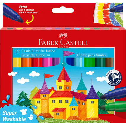 FABER-CASTELL Feutre JUMBO Superwashable, tui de 12