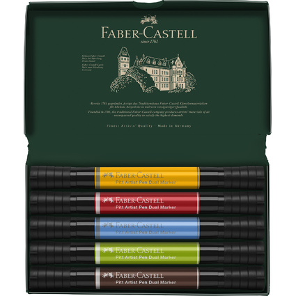 FABER-CASTELL Feutre PITT artist pen Dual Marker, tui de 5