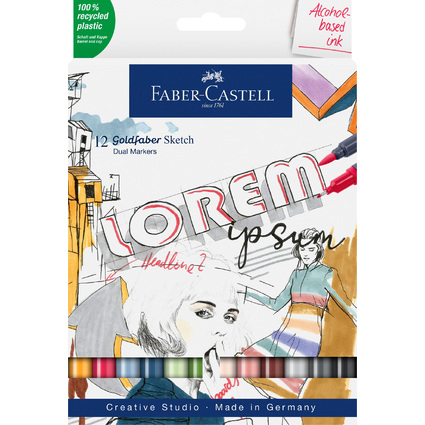 FABER-CASTELL Marqueur Sketch GOLDFABER, tui de 12