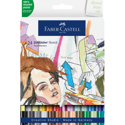 FABER-CASTELL Marqueur Sketch GOLDFABER, tui de 24