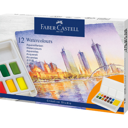 FABER-CASTELL Peinture aquarelle en godets, tui de 12