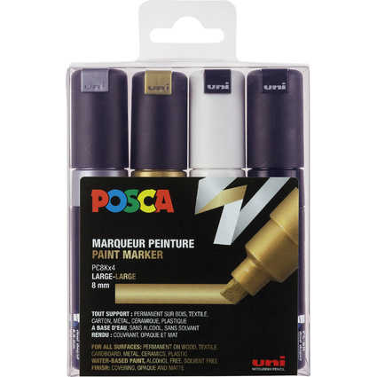 POSCA Marqueur  pigment PC-8K, tui de 4