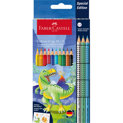 FABER-CASTELL Crayon de couleur Colour GRIP Dino, 10+3