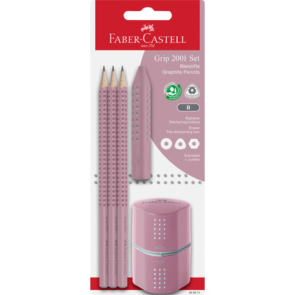 FABER-CASTELL Kit Crayon graphite GRIP 2001, rose shadow