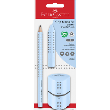 FABER-CASTELL Kit crayon Jumbo GRIP, bleu ciel, blister