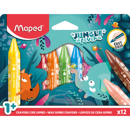 Maped Crayon cire JUNGLE fever JUMBO, tui en carton de 12