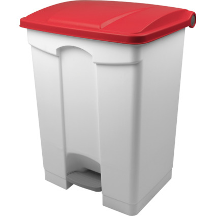 helit Poubelle  pdale "the step", 70 litres, blanc/rouge