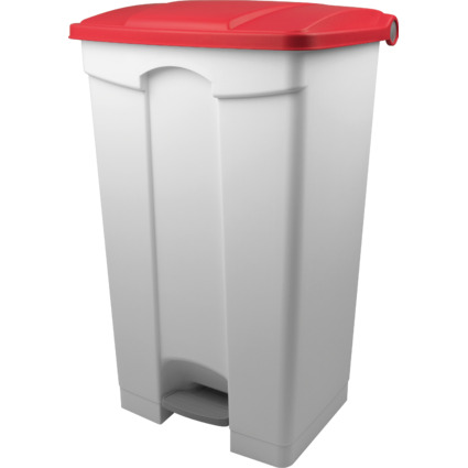helit Poubelle  pdale "the step", 90 litres, blanc/rouge