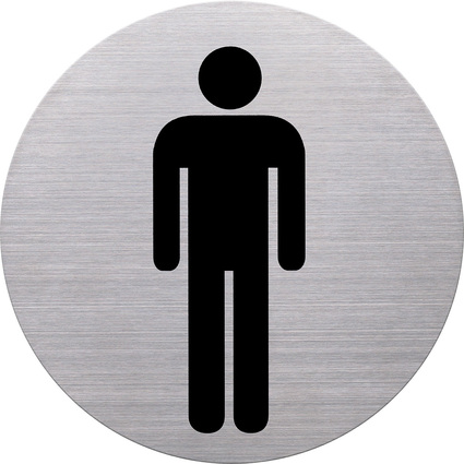 helit Pictogramme "the badge" WC-Hommes, rond, argent