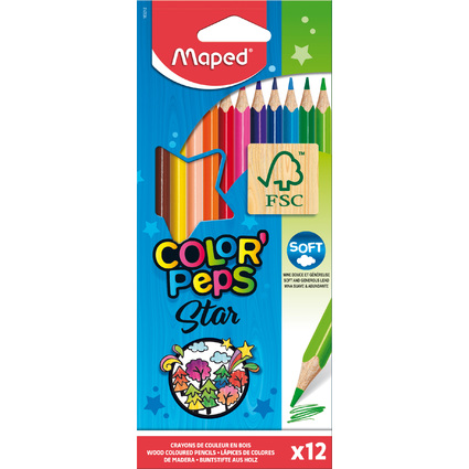 MAPED Crayon de couleur COLOR'PEPS Star, tui carton de 12