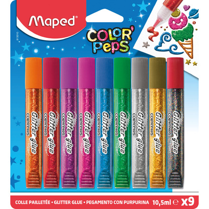 Maped Colle paillete COLOR'PEPS, 9 x 10,5 ml, carte blister
