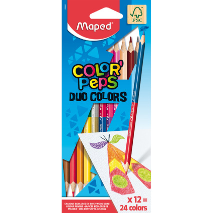 Maped Crayons bicolores COLOR'PEPS DUO, triangulaire, tui