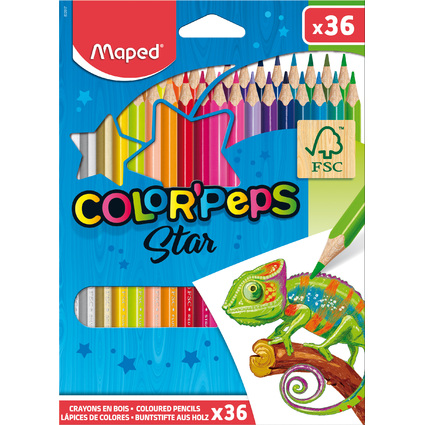 MAPED Crayon de couleur COLOR'PEPS Star, tui carton de 36