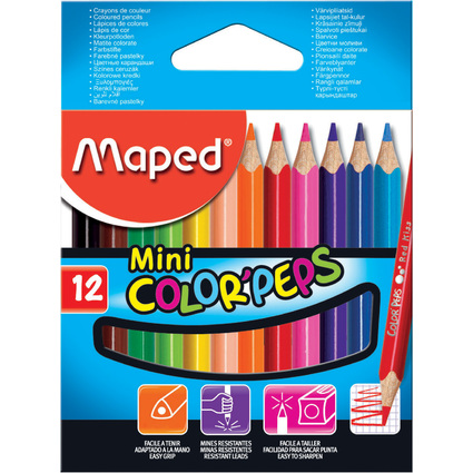 Maped Crayons de couleur COLOR'PEPS Mini, tui carton de 12