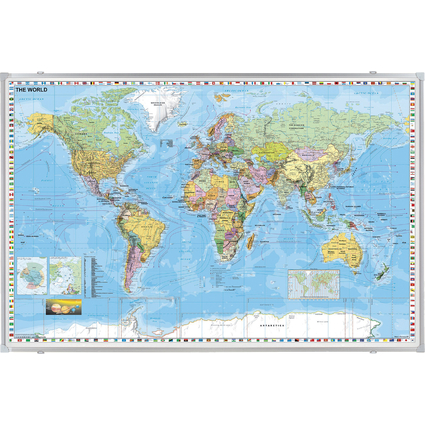 FRANKEN Carte du monde,  fixer, (l)1.380 x (H)880 mm