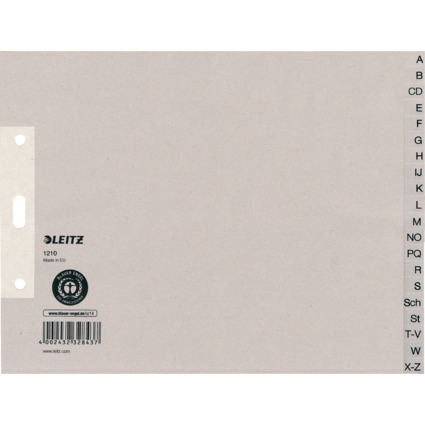 LEITZ Intercalaires en papier naturel, A-Z, A4+, mi-hauteur
