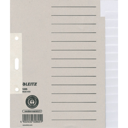 LEITZ Intercalaires en papier naturel, blanc, A5, 15 touches