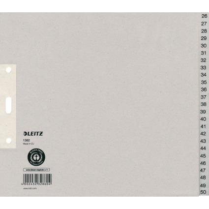 LEITZ Intercalaires en papier naturel, numrot, A4+, 26 - 5