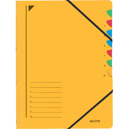 LEITZ Chemise trieur, A4, carton, 7 compartiments, jaune