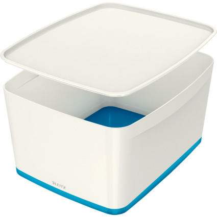 LEITZ Bote de rangement My Box, 18 litres, blanc / bleu