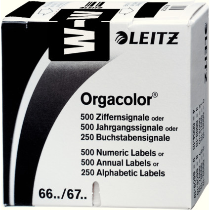 LEITZ onglet alphabtique "W" sur rouleau, noir, adhsif