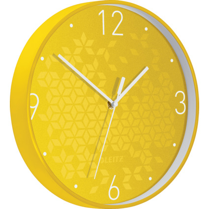 LEITZ Horloge murale WOW, mouvement  quartz, jaune
