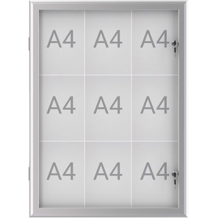 MAUL Vitrine d'affichage MAULexcite, 9 x A4, aluminium