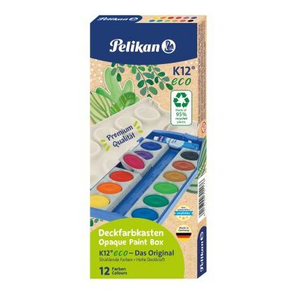 Pelikan Bote de peinture K12 eco, 12 couleurs