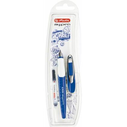 herlitz Stylo plume my.pen, largeur de plume: M, bleu/blanc