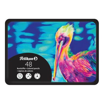 Pelikan Crayon de couleur Premium, étui métal de 48