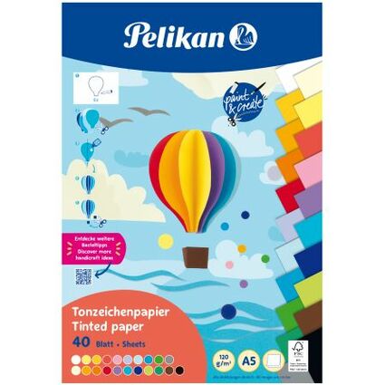Pelikan Bloc de papier de couleur, A5, 40 feuilles, assorti