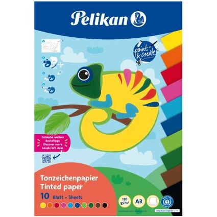Pelikan Bloc de papier de couleur, A3, 10 feuilles, assorti
